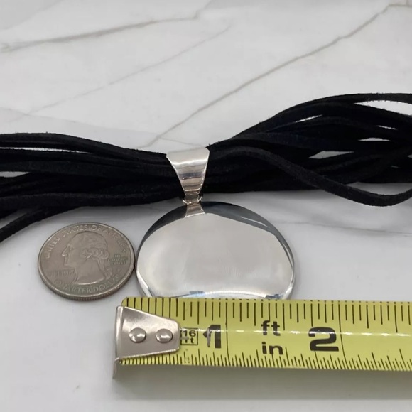 Silpada Village Black Suede Multi Strand Sterling Silver Disc Pendant Necklace - Picture 8 of 12